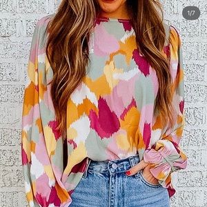 Multicolored Long Sleeve Blouse